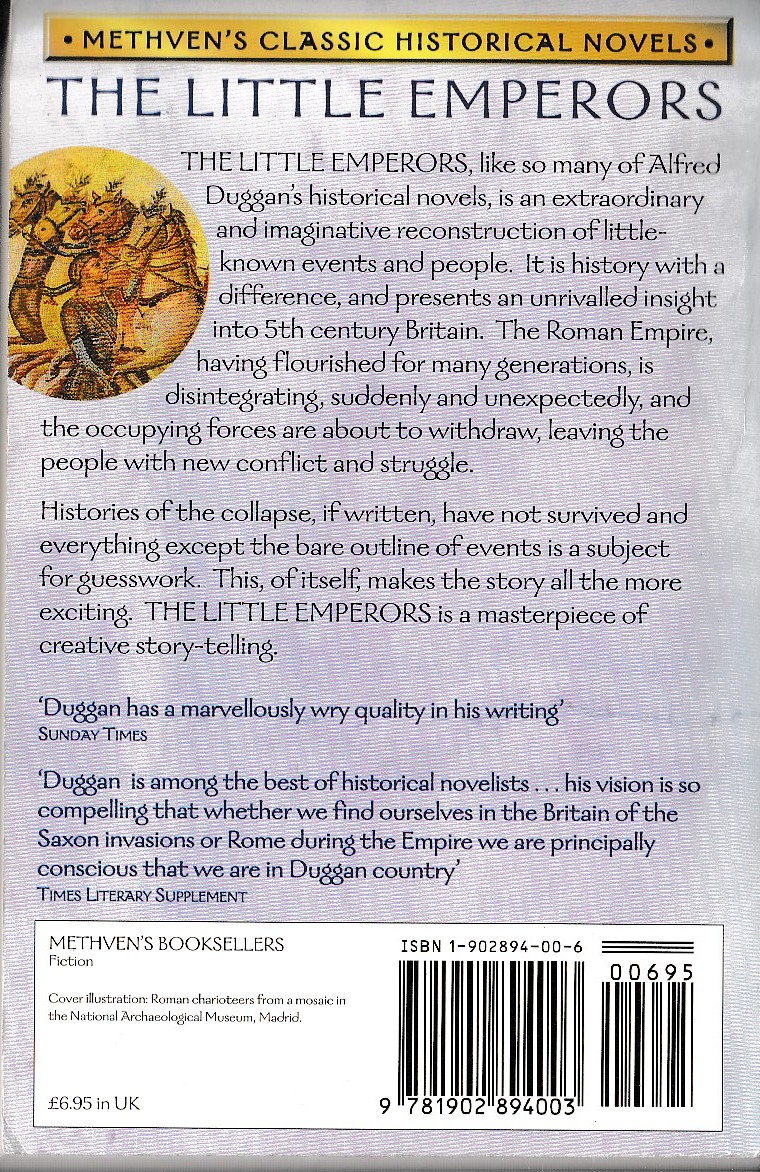 Alfred Duggan  THE LITTLE EMPERORS magnified rear book cover image