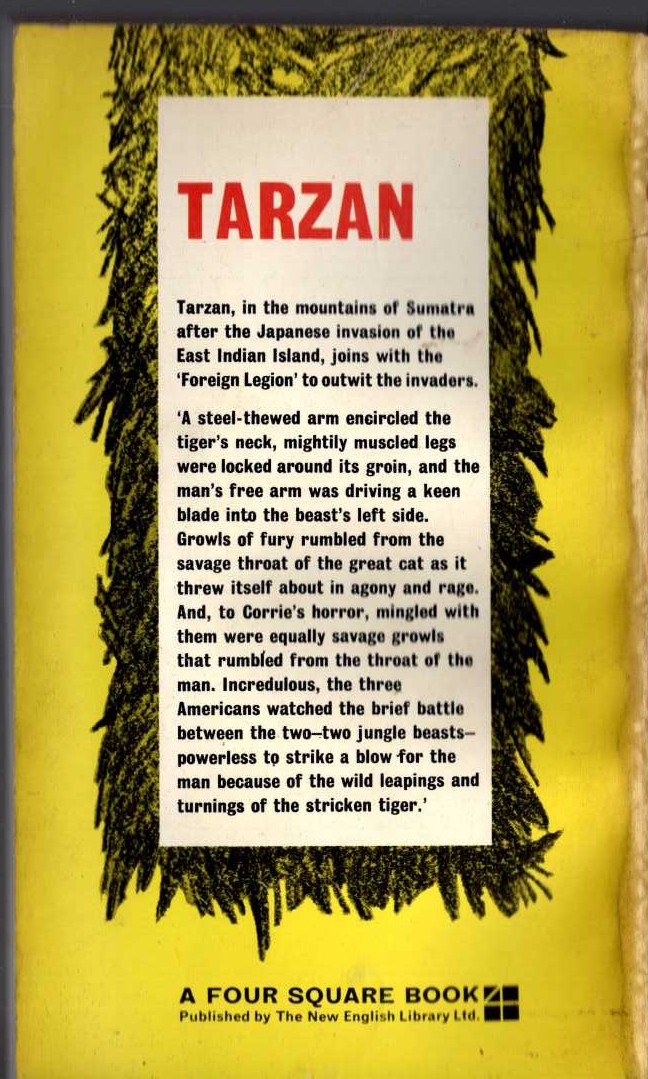 Edgar Rice Burroughs  TARZAN AND THE FOREIGN LEGION magnified rear book cover image