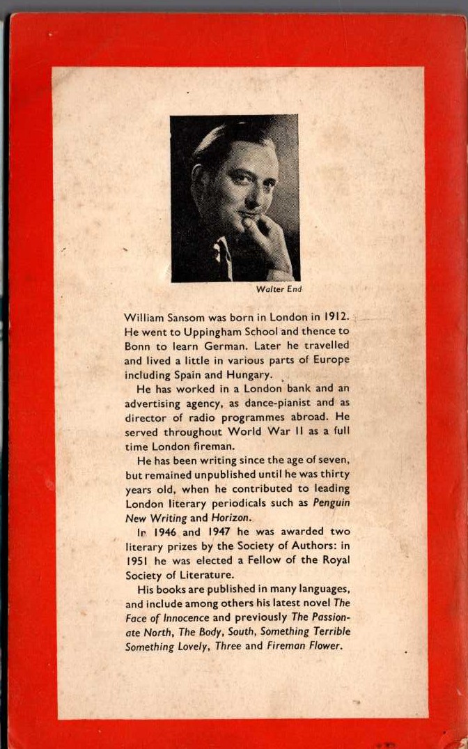 William Sansom  SOUTH magnified rear book cover image