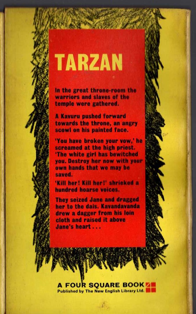 Edgar Rice Burroughs  TARZAN'S QUEST magnified rear book cover image