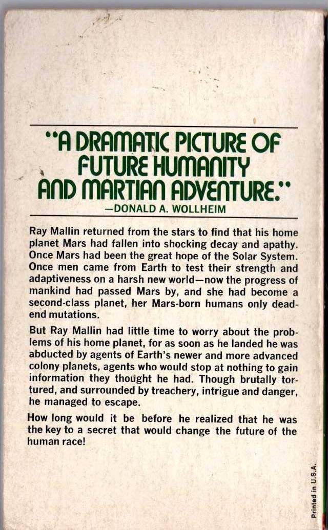 John Brunner  BORN UNDER MARS magnified rear book cover image