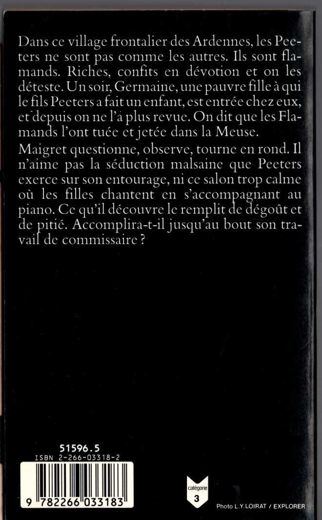 Georges Simenon  CHEZ LES FLAMANDS magnified rear book cover image