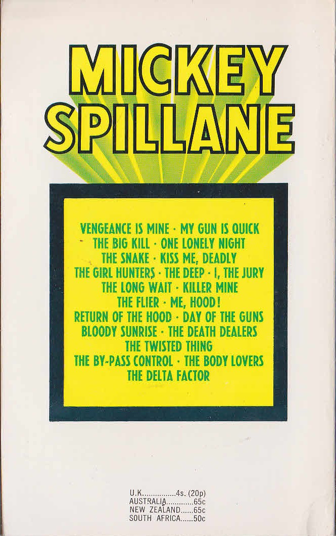 Mickey Spillane  KILLER MINE magnified rear book cover image