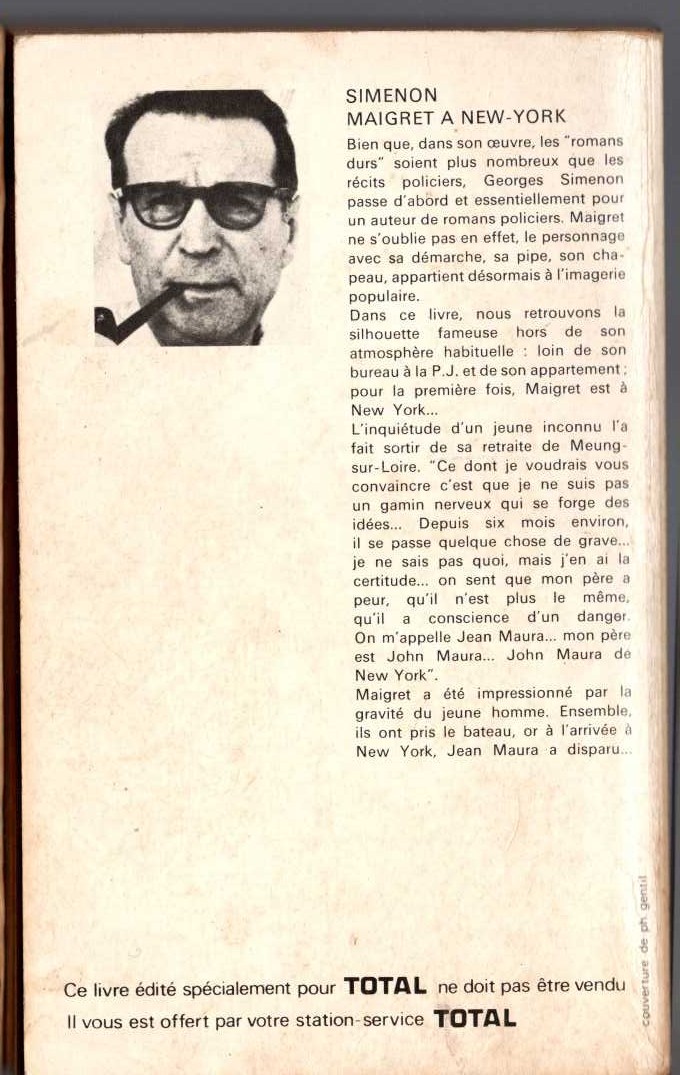 Georges Simenon  MAIGRET A NEW-YORK magnified rear book cover image
