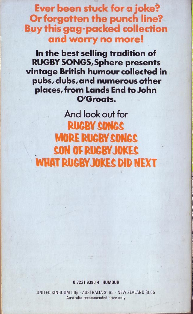 Elaine Ranelagh  RUGBY JOKES magnified rear book cover image