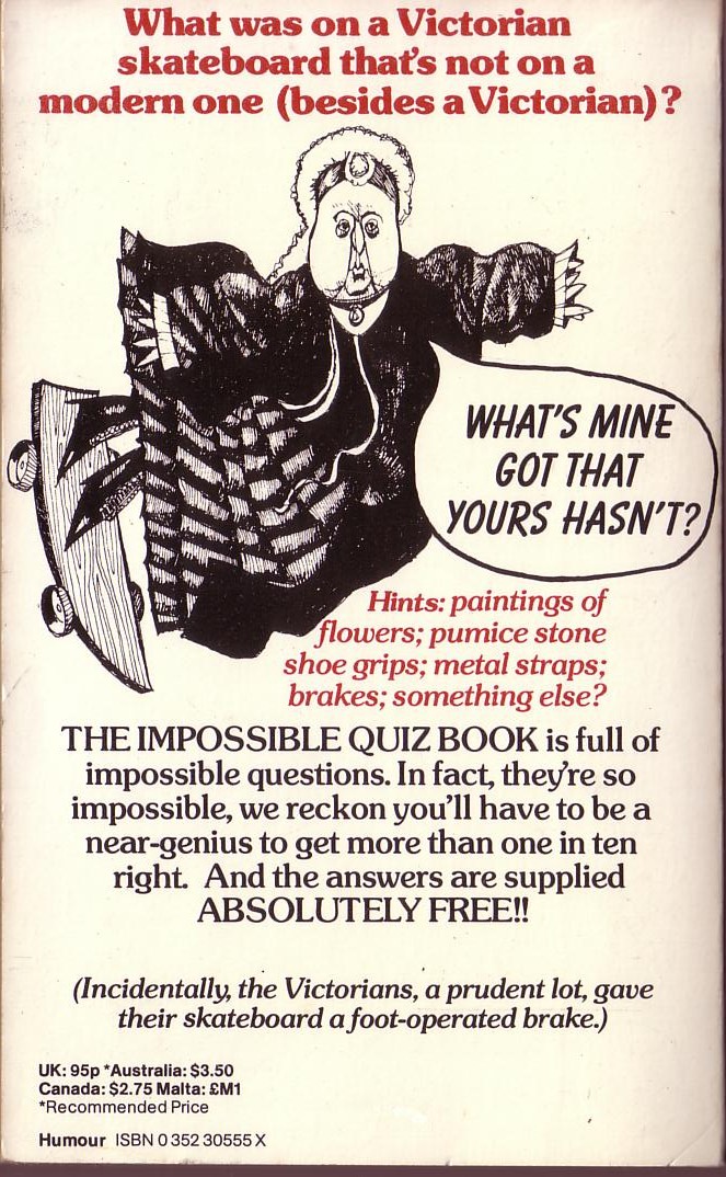Ian Messiter  THE FIRST IMPOSSIBLE QUIZ BOOK magnified rear book cover image