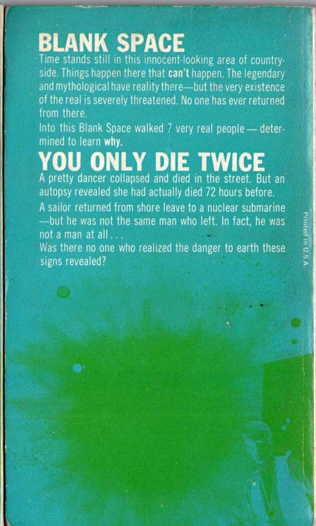 (Belmont double: John Brunner & Bruce Duncan) FATHER OF LIES (Brunner) and MIRROR IMAGE (Duncan) magnified rear book cover image