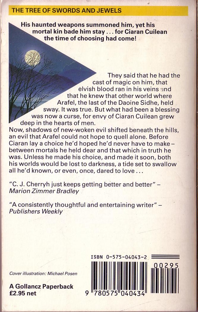 C.J. Cherryh  THE TREE OF SWORDS AND JEWELS magnified rear book cover image