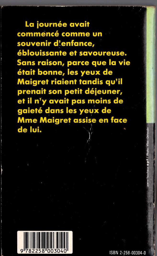 Georges Simenon  LA PATRIENCE DE MAIGRET magnified rear book cover image