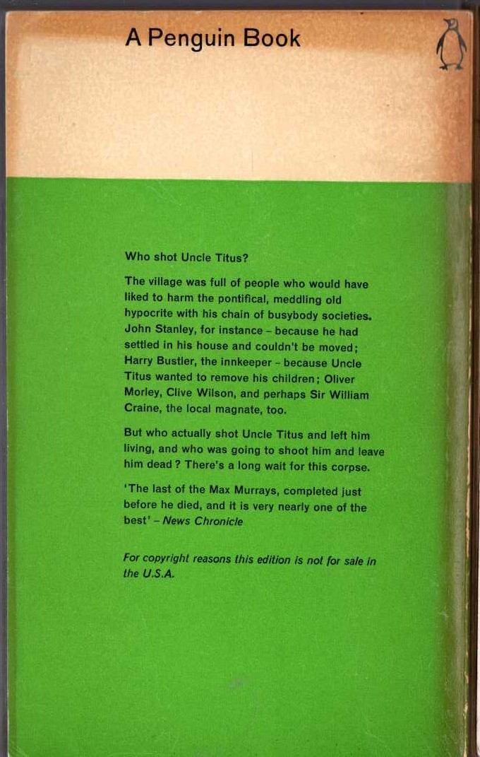 Max Murray  WAIT FOR A CORPSE magnified rear book cover image