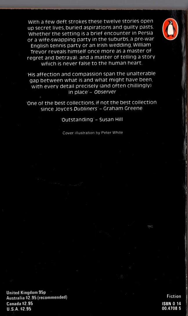 William Trevor  ANGELS AT THE RITZ magnified rear book cover image