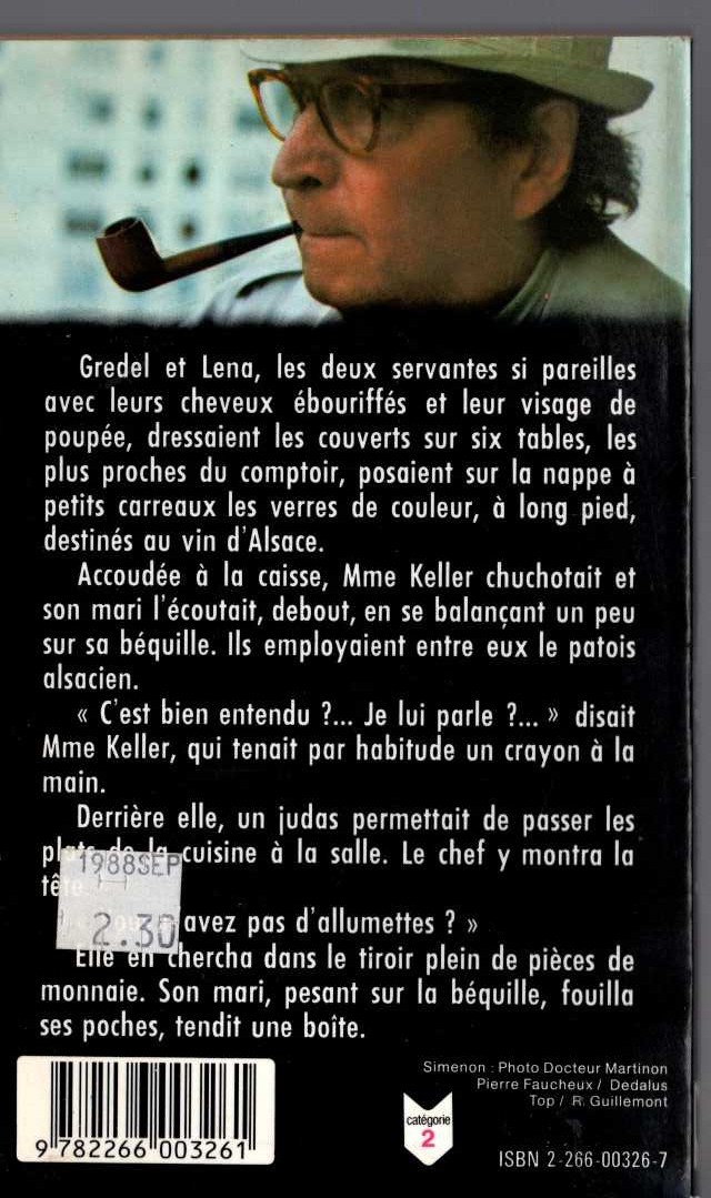 Georges Simenon  LE RELAIS D'ALSACE magnified rear book cover image
