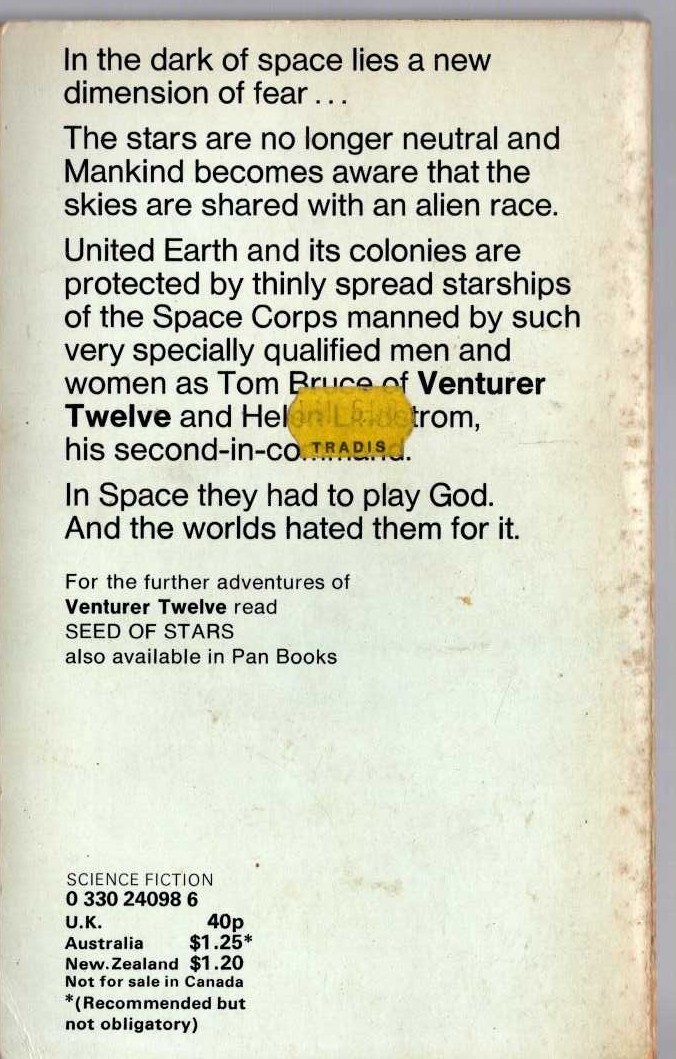 Dan Morgan  A THUNDER OF STARS magnified rear book cover image