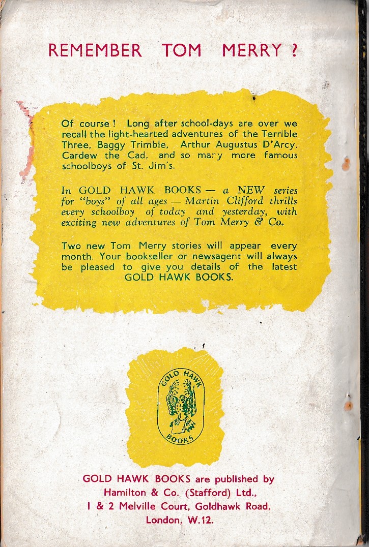 Martin Clifford  THE MAN FROM THE PAST magnified rear book cover image