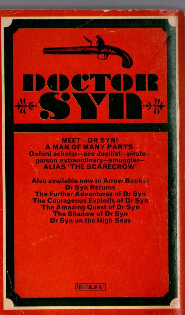 Russell Thorndike  DOCTOR SYN magnified rear book cover image