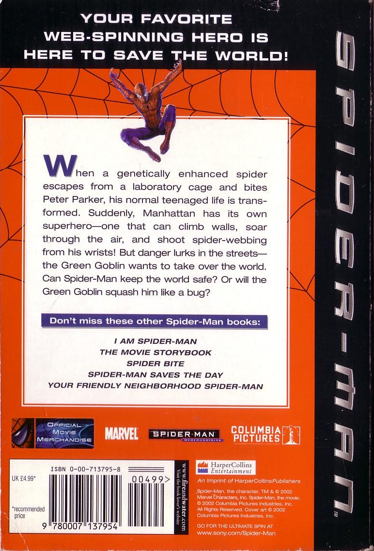 Michael Teitelbaum (adapts) THE ADVENTURES OF SPIDER-MAN magnified rear book cover image