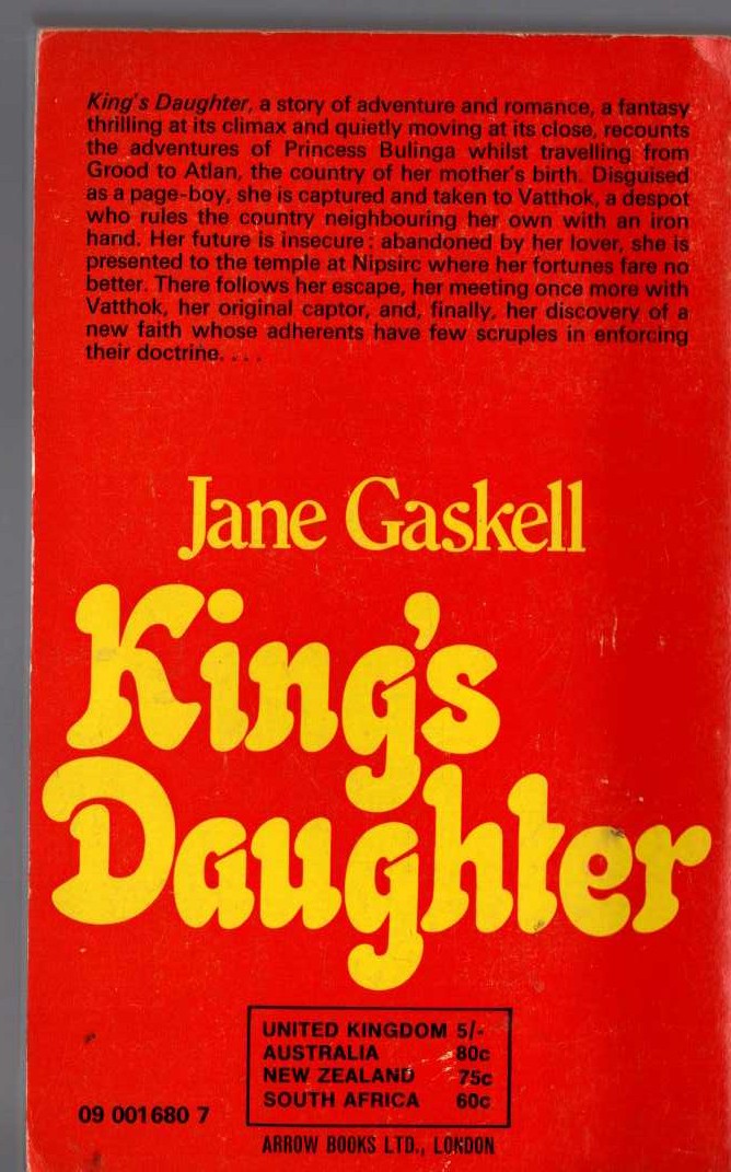 Jane Gaskell  KING'S DAUGHTER magnified rear book cover image