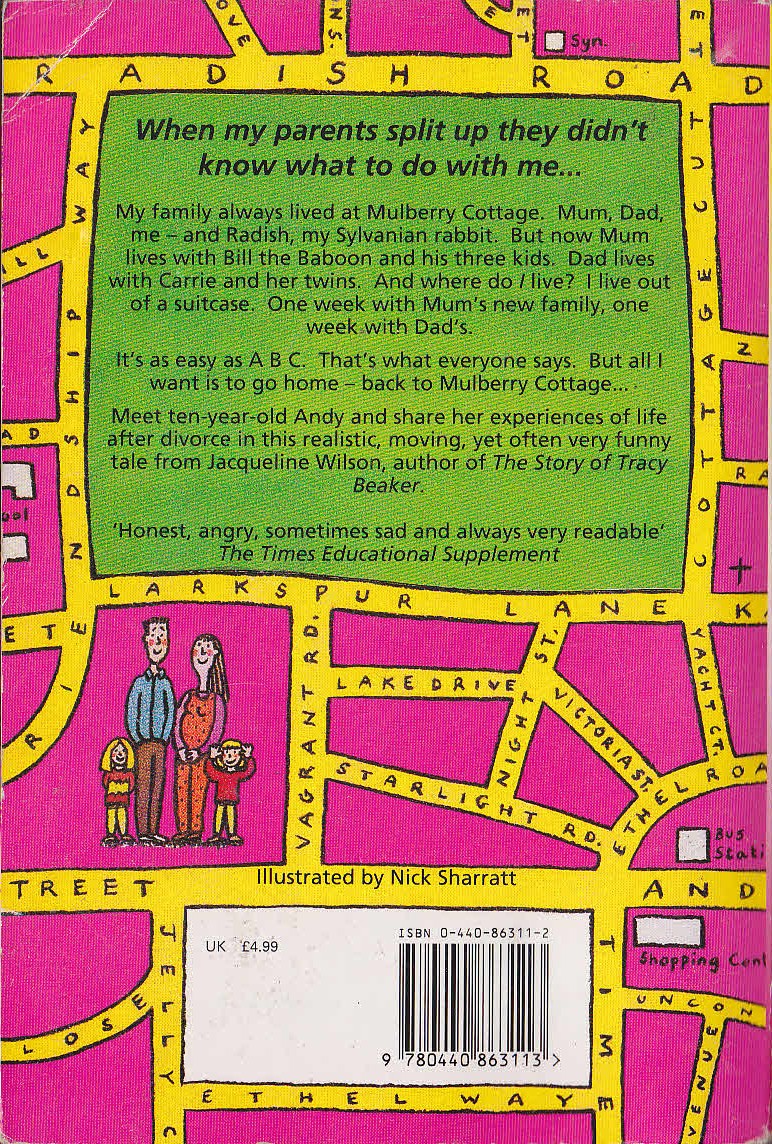 Jacqueline Wilson  THE SUITCASE KID magnified rear book cover image