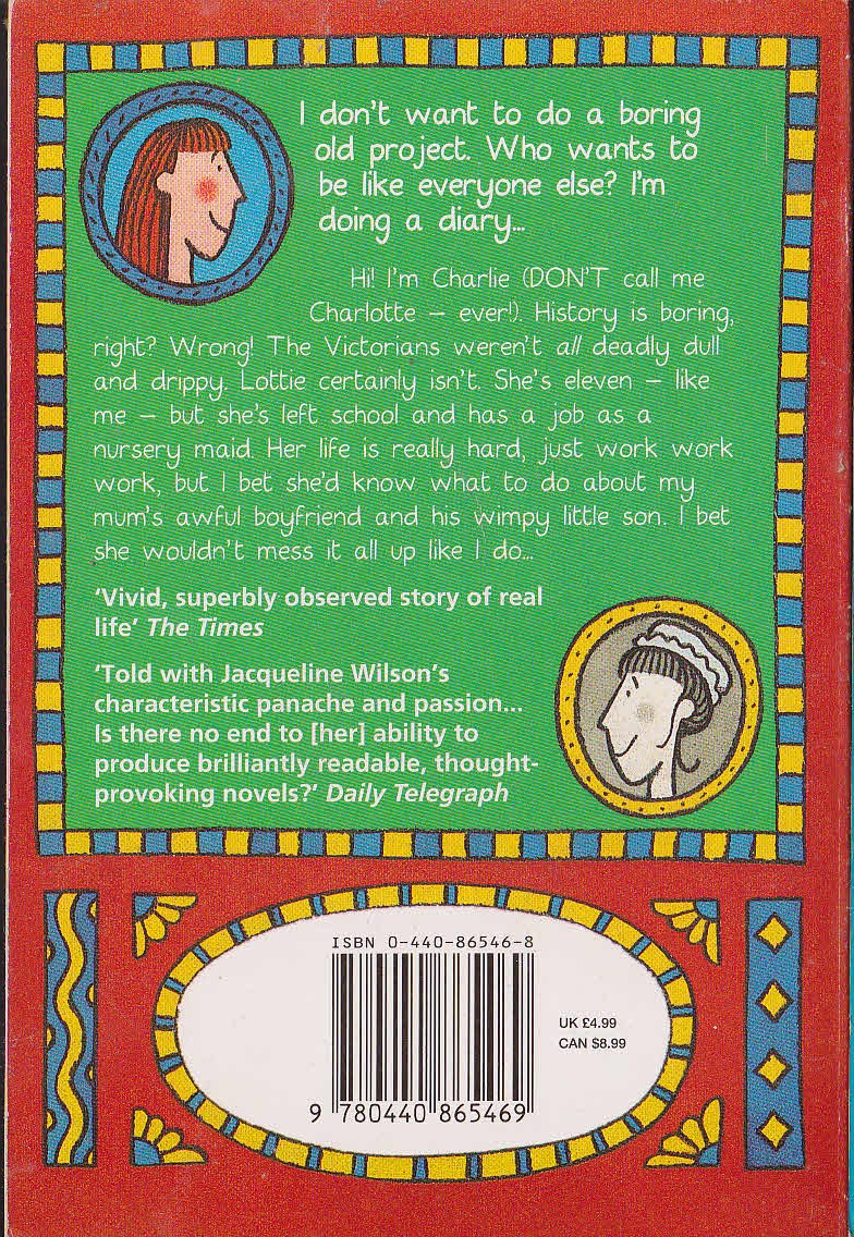 Jacqueline Wilson  THE LOTTIE PROJECT magnified rear book cover image