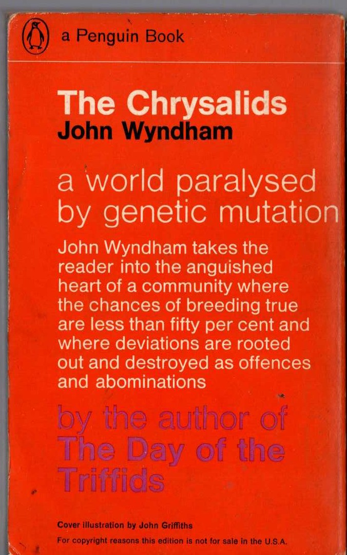 John Wyndham  THE CHRYSALIDS magnified rear book cover image