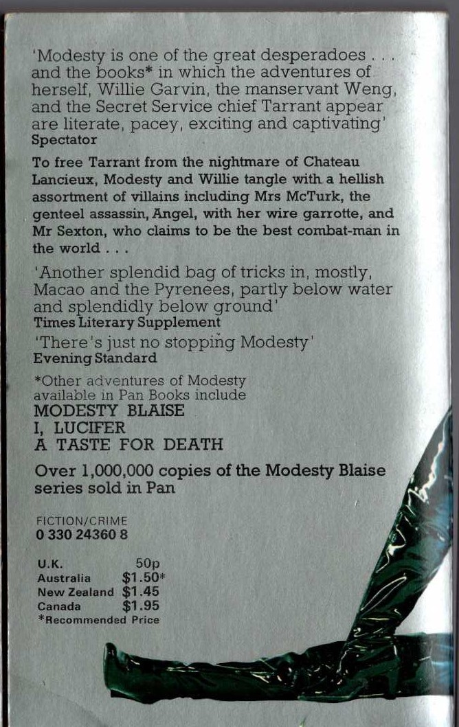 Peter O'Donnell  THE SILVER MISTRESS magnified rear book cover image