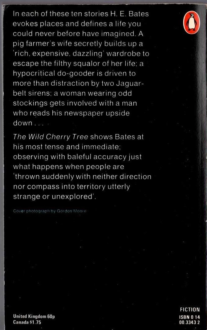 H.E. Bates  THE WILD CHERRY TREE magnified rear book cover image