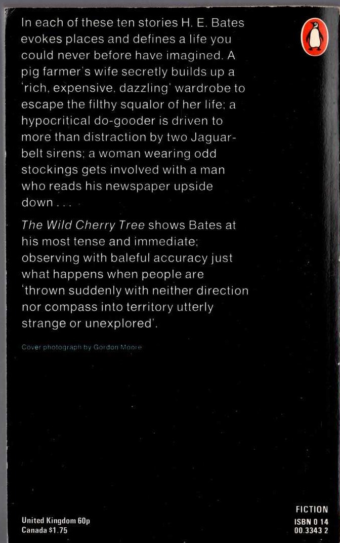 H.E. Bates  THE WILD CHERRY TREE magnified rear book cover image