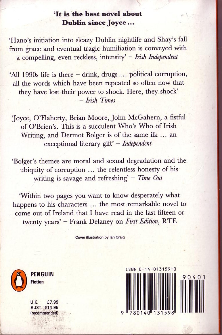 Dermot Bolger  THE JOURNEY HOME magnified rear book cover image