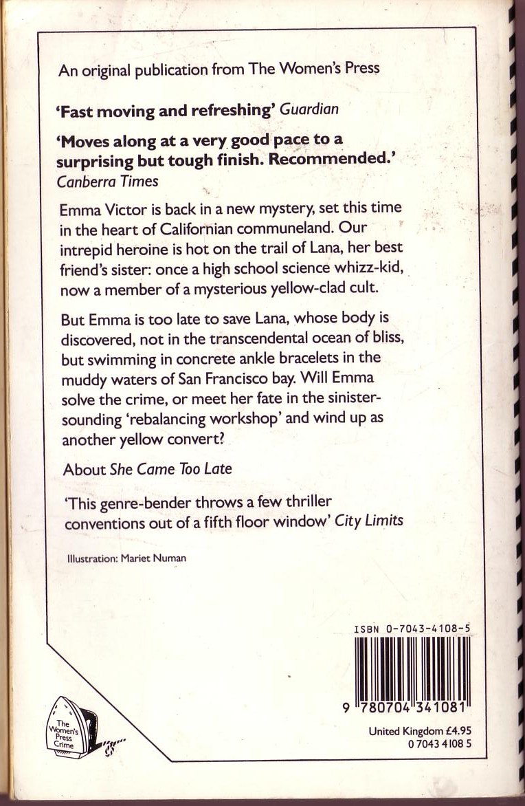 Mary Wings  SHE CAME IN A FLASH magnified rear book cover image