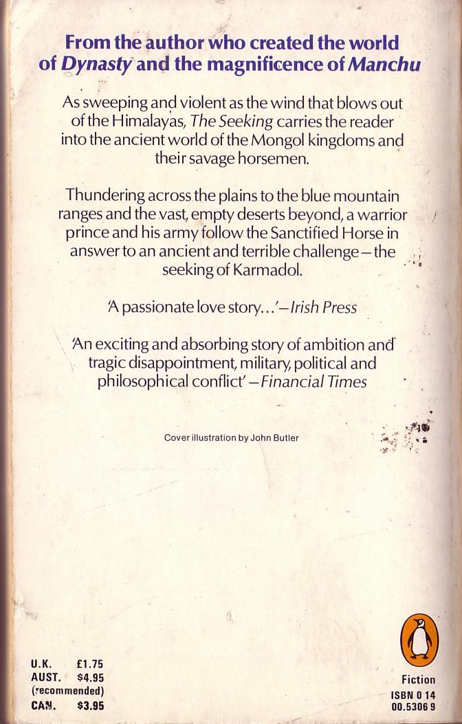 Robert Elegant  THE SEEKING magnified rear book cover image