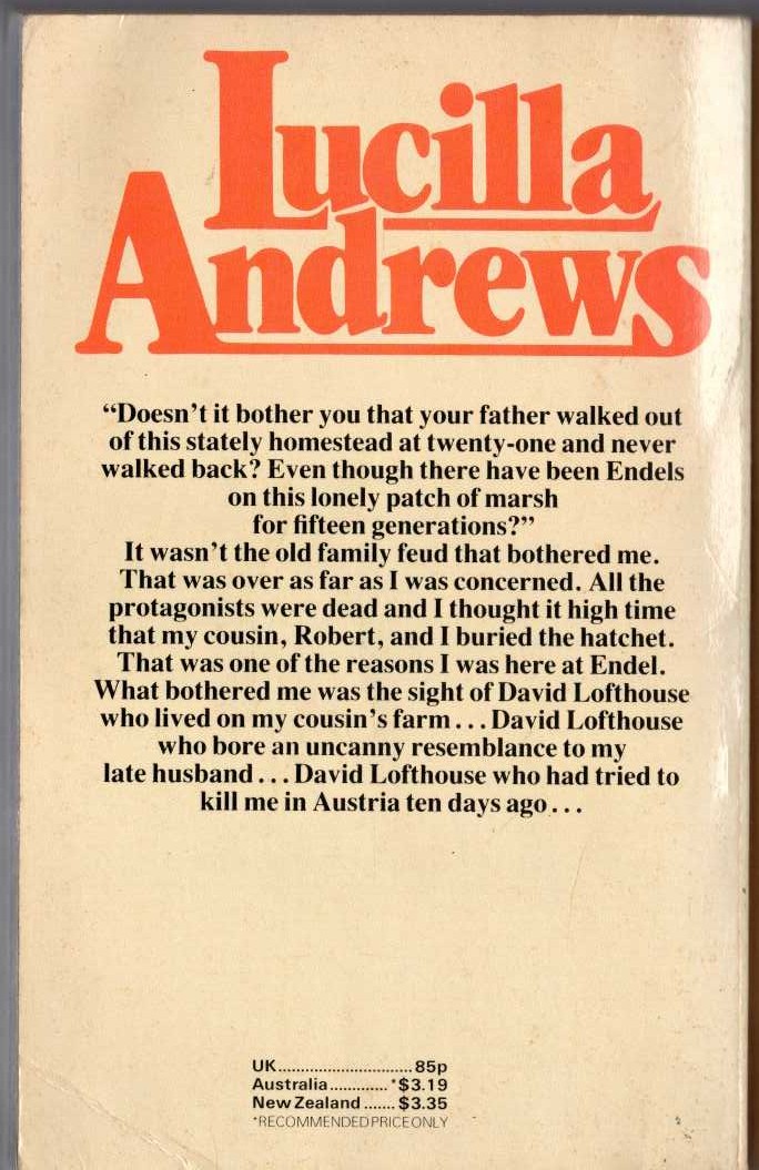 (Lucilla Andrews writing as Joanna Marcus) A FEW DAYS IN ENDEL magnified rear book cover image