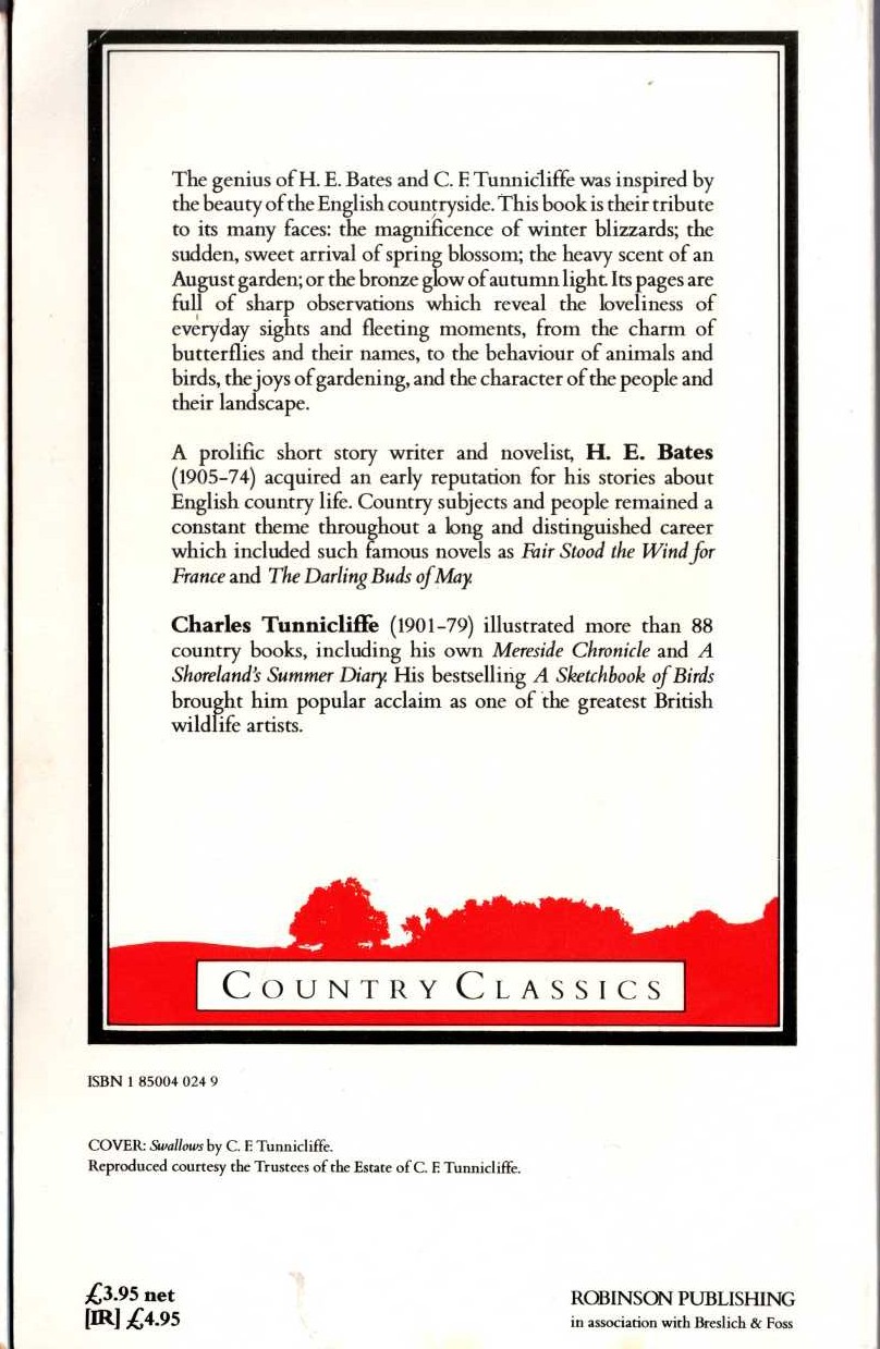 H.E. Bates  IN THE HEART OF THE COUNTRY magnified rear book cover image