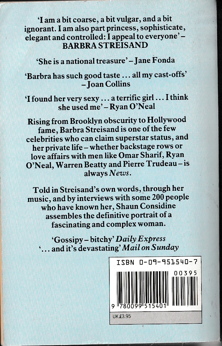 Shaun Considine  BARBRA STREISAND magnified rear book cover image