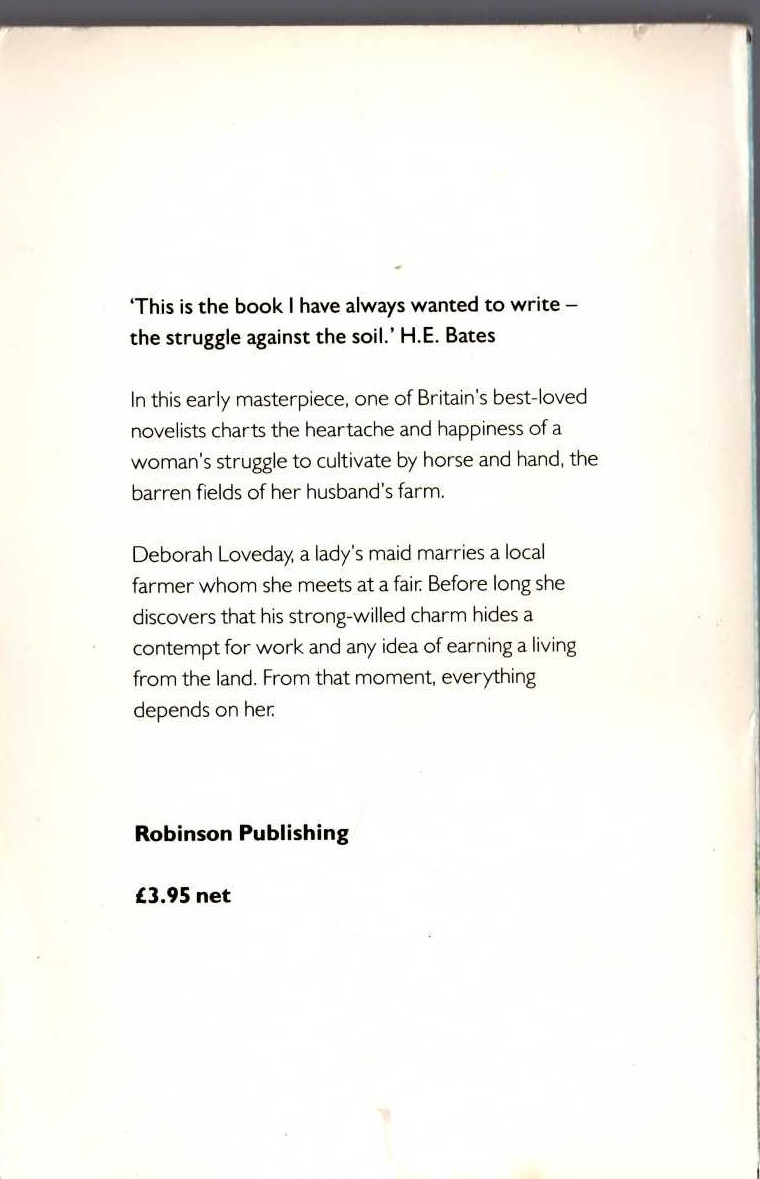 H.E. Bates  THE FALLOW LAND magnified rear book cover image