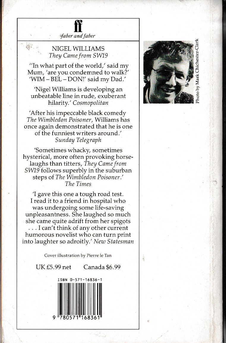 Nigel Williams  THEY CAME FROM SW19 magnified rear book cover image