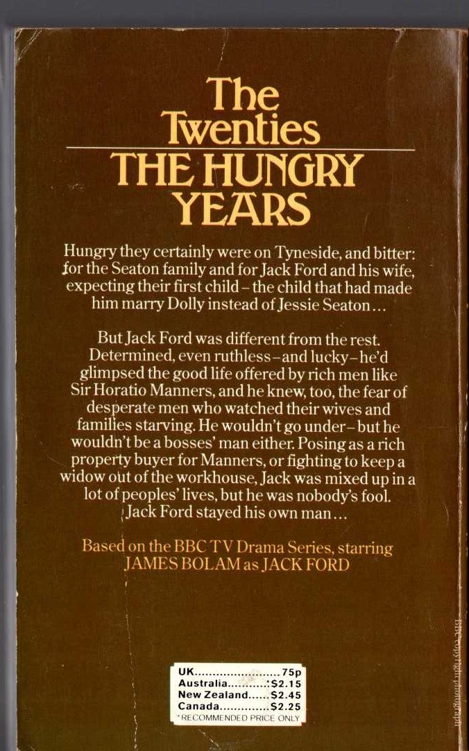 James Mitchell  WHEN THE BOAT COMES IN: THE HUNGRY YEARS (James Bolan) magnified rear book cover image
