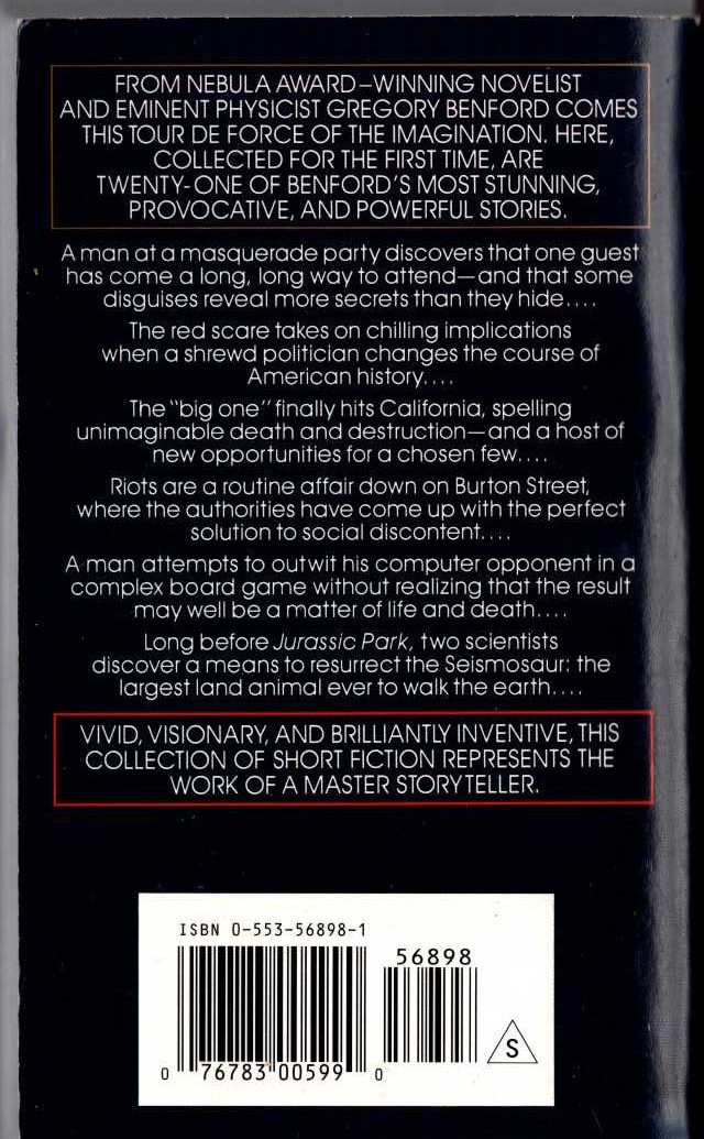Gregory Benford  MATTER'S END magnified rear book cover image