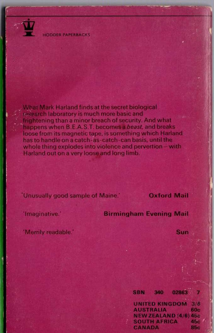 Charles Eric Maine  B.E.A.S.T. [Beast] magnified rear book cover image