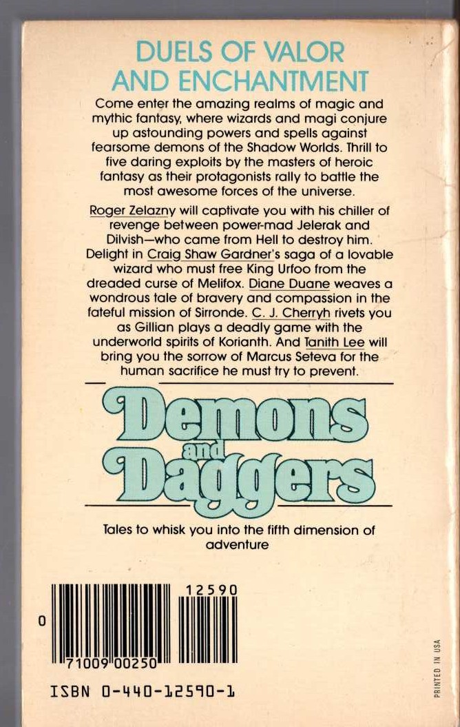 Lin Carter (edits) FLASHING SWORD #5: DEMONS AND DAGGERS magnified rear book cover image