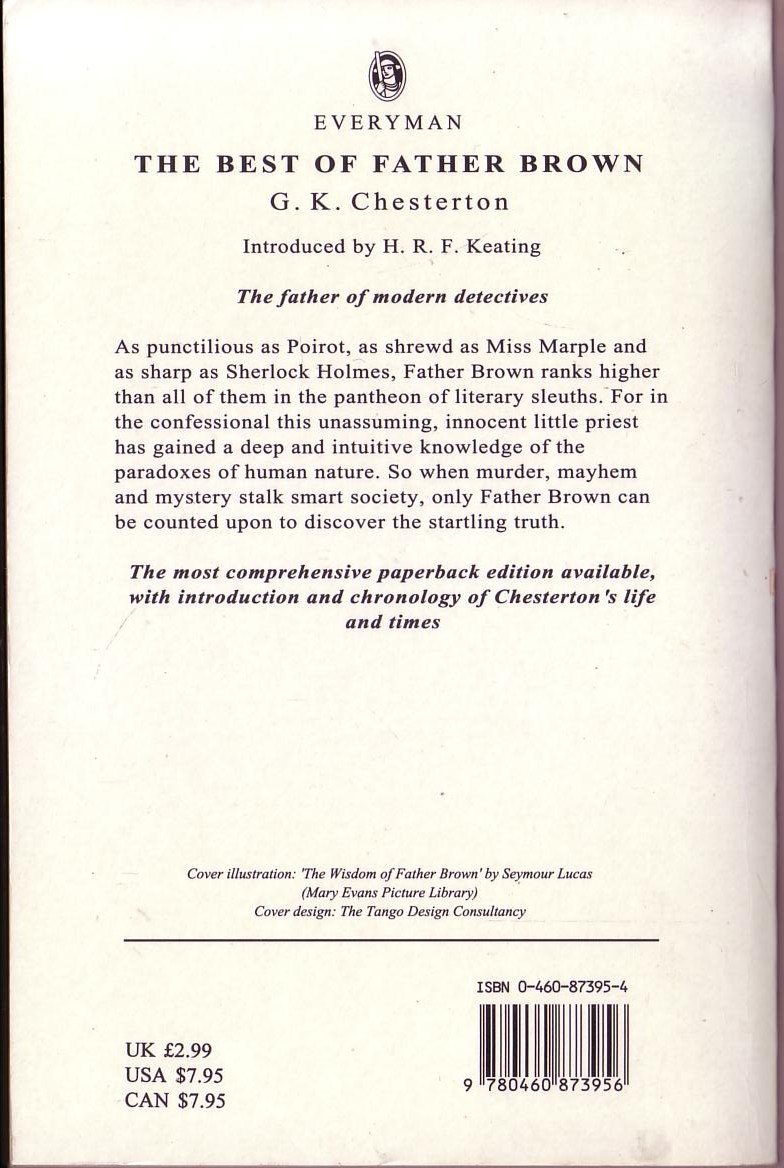 G.K. Chesterton  THE BEST OF FATHER BROWN magnified rear book cover image