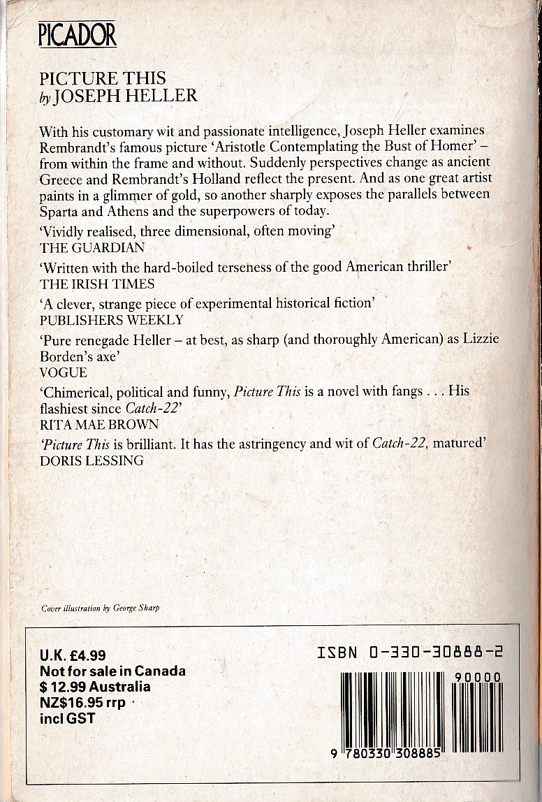 Joseph Heller  PICTURE THIS magnified rear book cover image