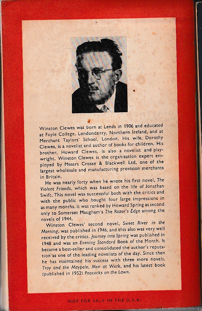 Winston Clewes  JOURNEY INTO SPRING magnified rear book cover image