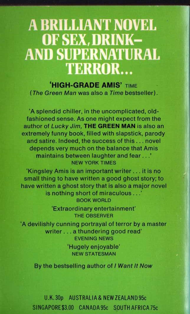 Kingsley Amis  THE GREEN MAN magnified rear book cover image