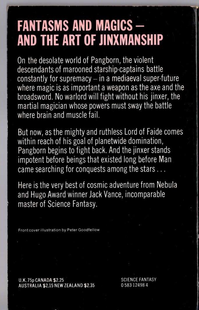 Jack Vance  FANTASMS AND MAGICS magnified rear book cover image