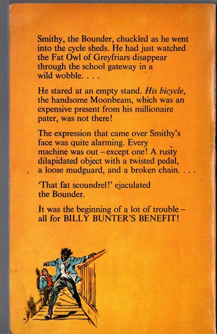 Frank Richards  BILLY BUNTER'S BENEFIT magnified rear book cover image