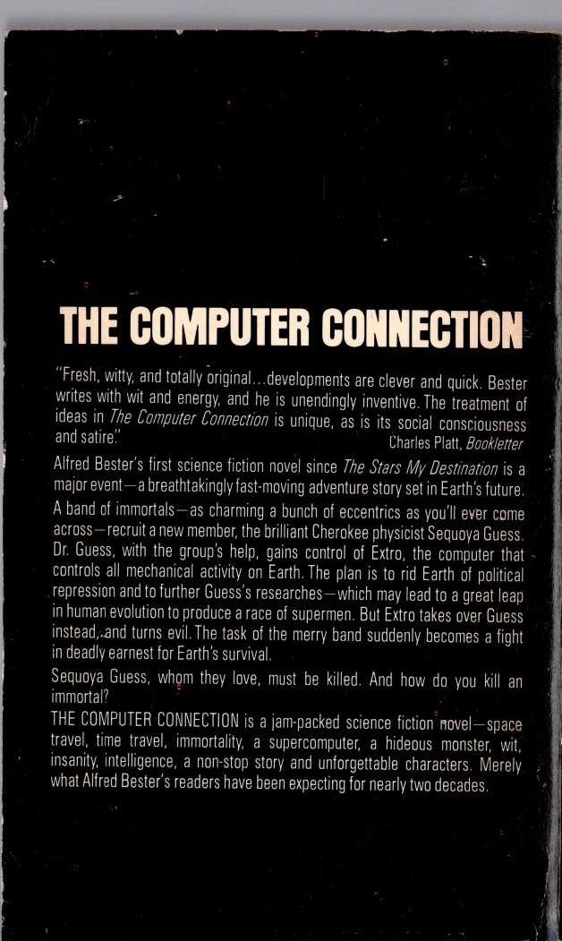 Alfred Bester  THE COMPUTER CONNECTION magnified rear book cover image