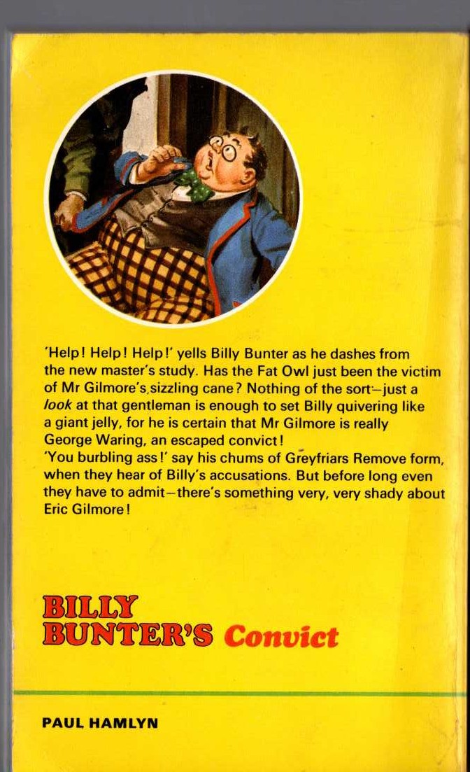 Frank Richards  BILLY BUNTER'S CONVICT magnified rear book cover image