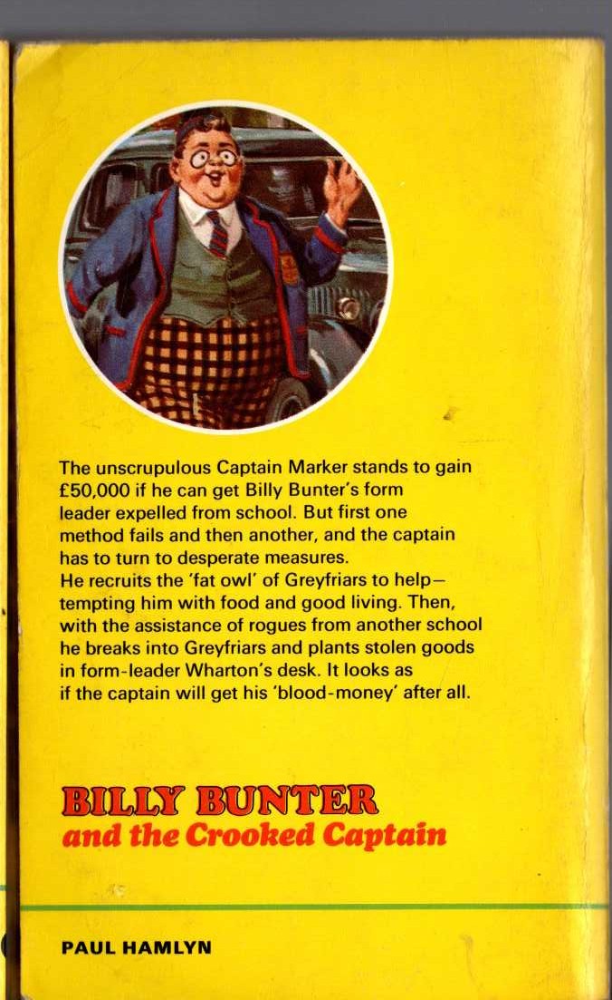 Frank Richards  BILLY BUNTER AND THE CROOKED CAPTAIN magnified rear book cover image