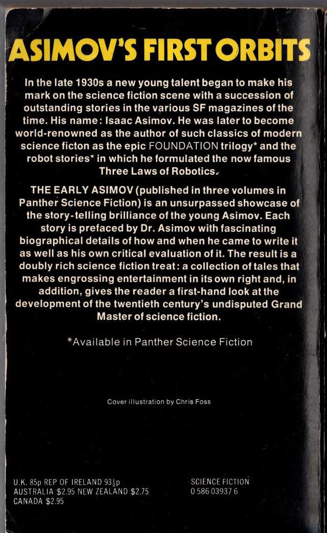 Isaac Asimov  THE EARLY ASIMOV. Volume 3 magnified rear book cover image