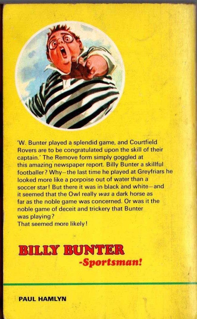 Frank Richards  BILLY BUNTER - SPORTSMAN! magnified rear book cover image
